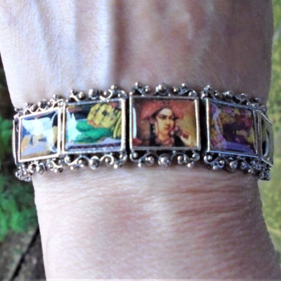 2/$25 Antique Silver Picture tile  Stretch bracelet romance, lovers or Taj Mahal - Picture 6 of 6